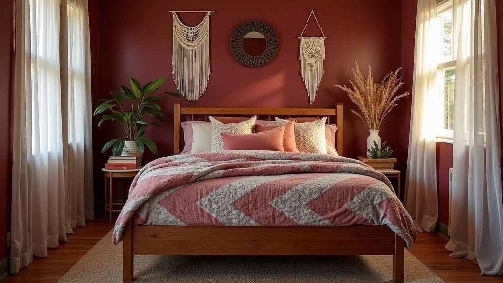 boho vintage maroon bedrooms