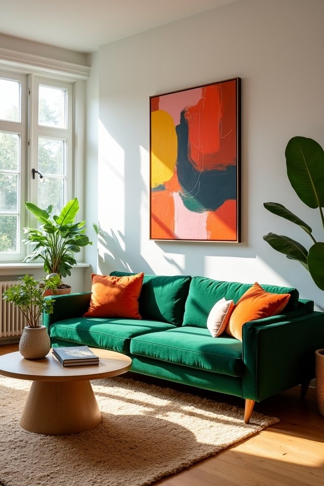 bold artwork enhances living room