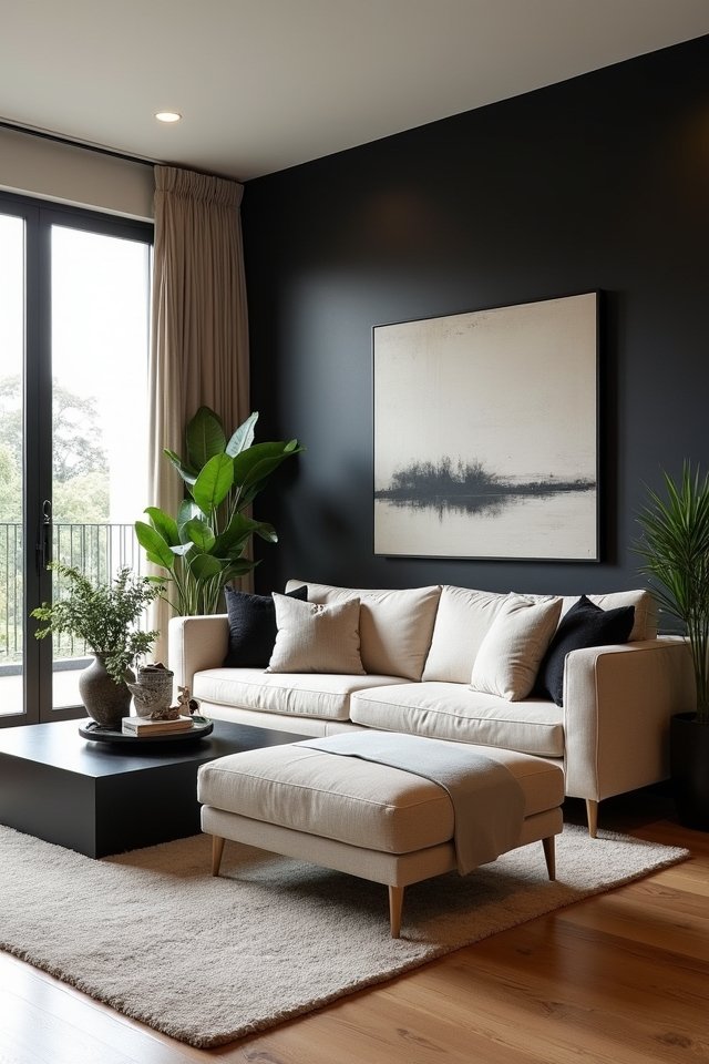 bold black accent wall