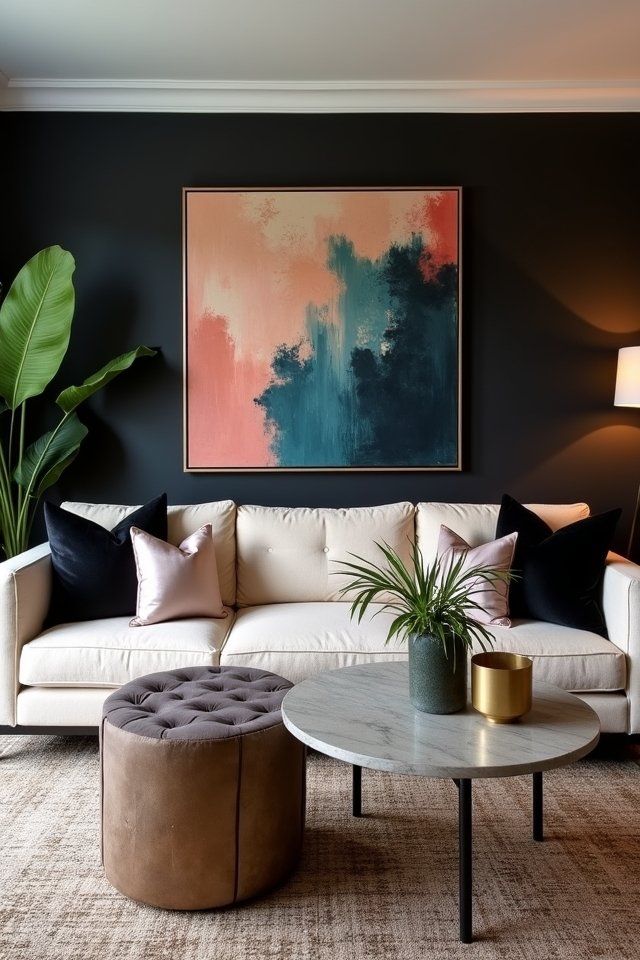 bold black living room