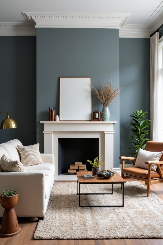 bold blue grey statement wall