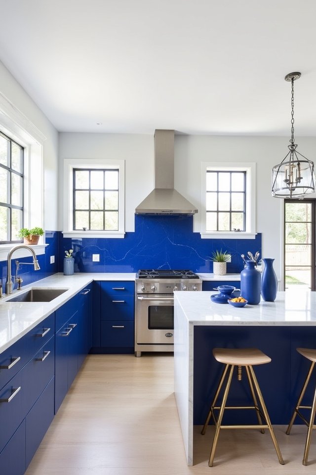 bold blue kitchen accents