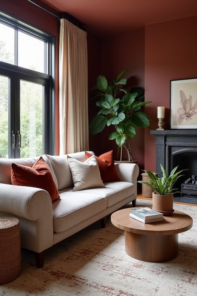 bold burgundy cozy taupe