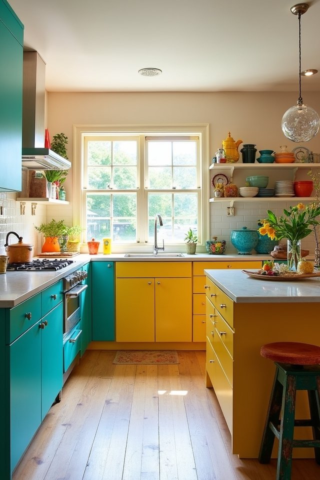 bold colorful kitchen cabinets
