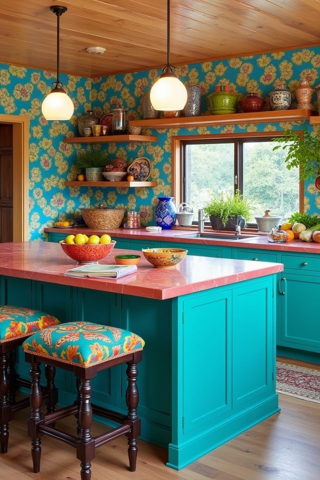 bold colorful kitchen centerpiece