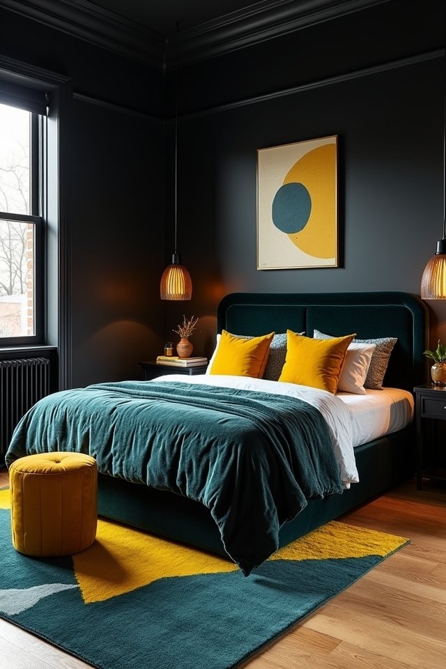 bold colors against black