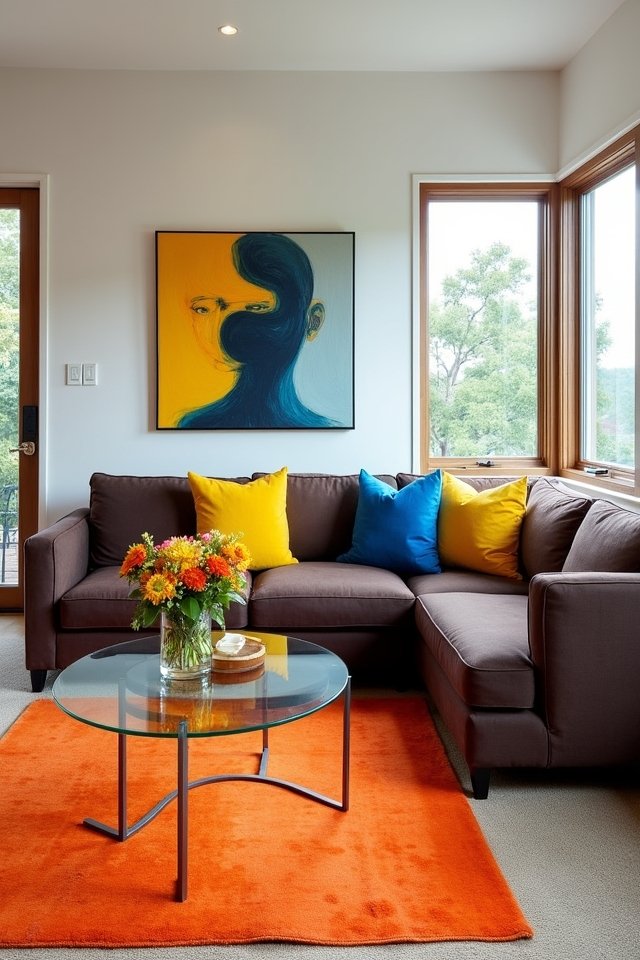 bold colors brighten brown