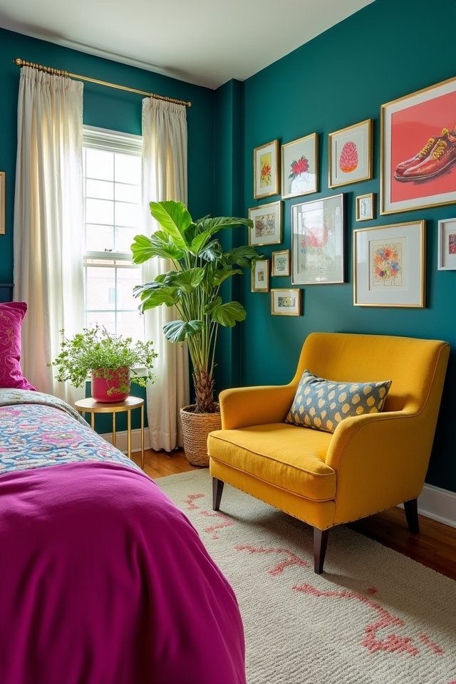 bold colors enhance bedrooms