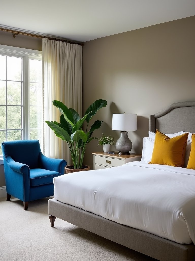 bold colors enhance taupe