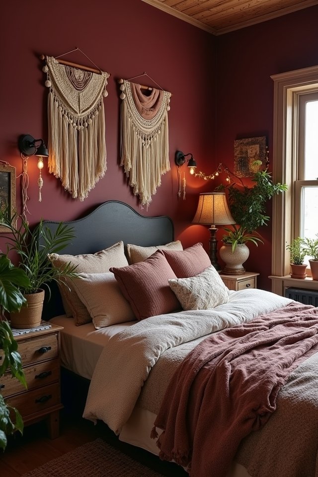 bold deep maroon walls