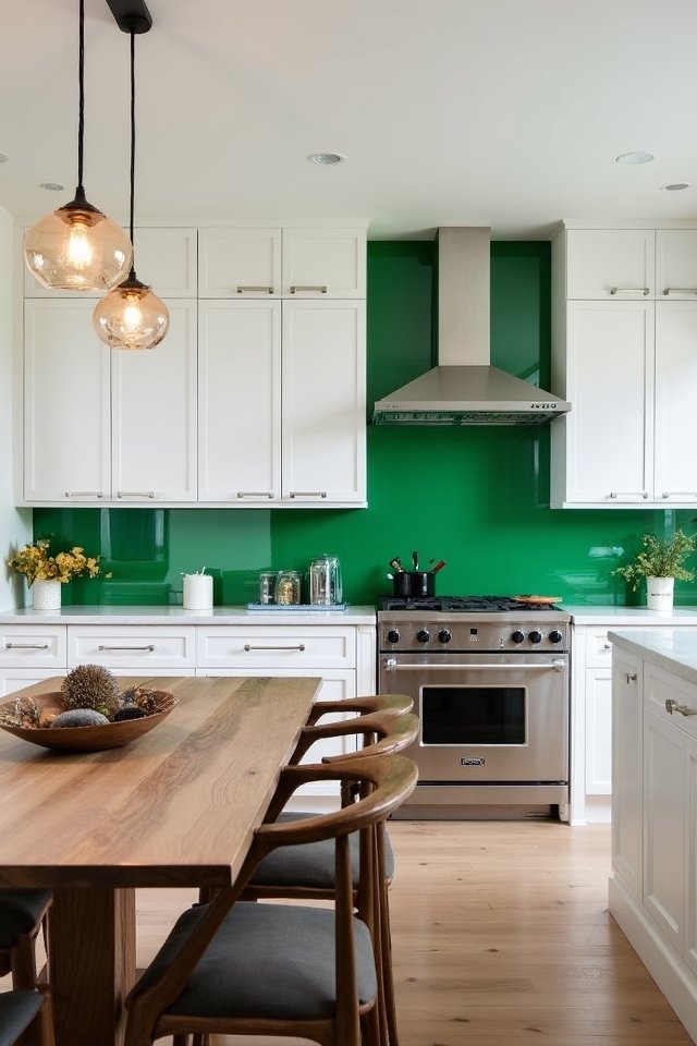 bold emerald glass panels