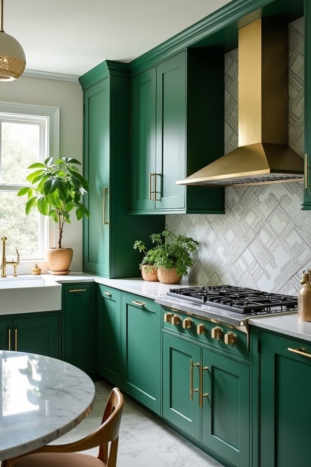 bold emerald green kitchen design