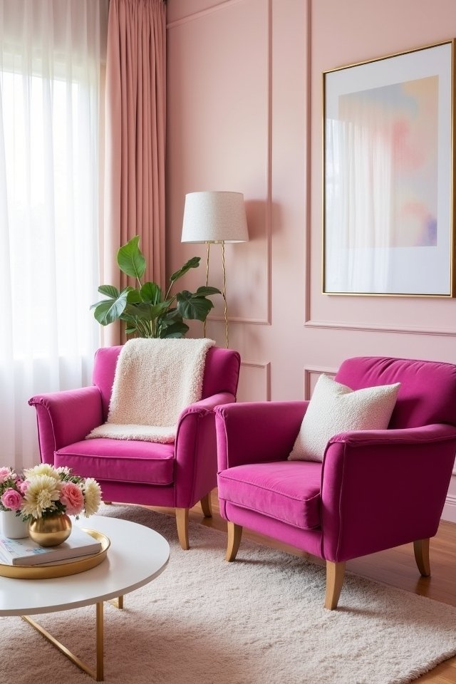 bold fuchsia accent chairs