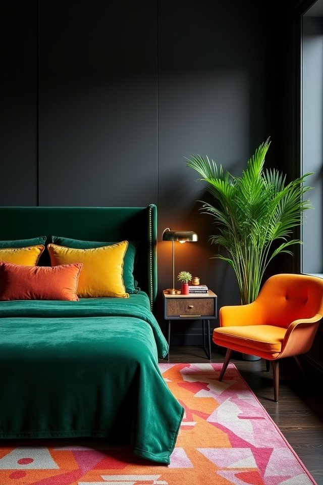bold furniture for black walls
