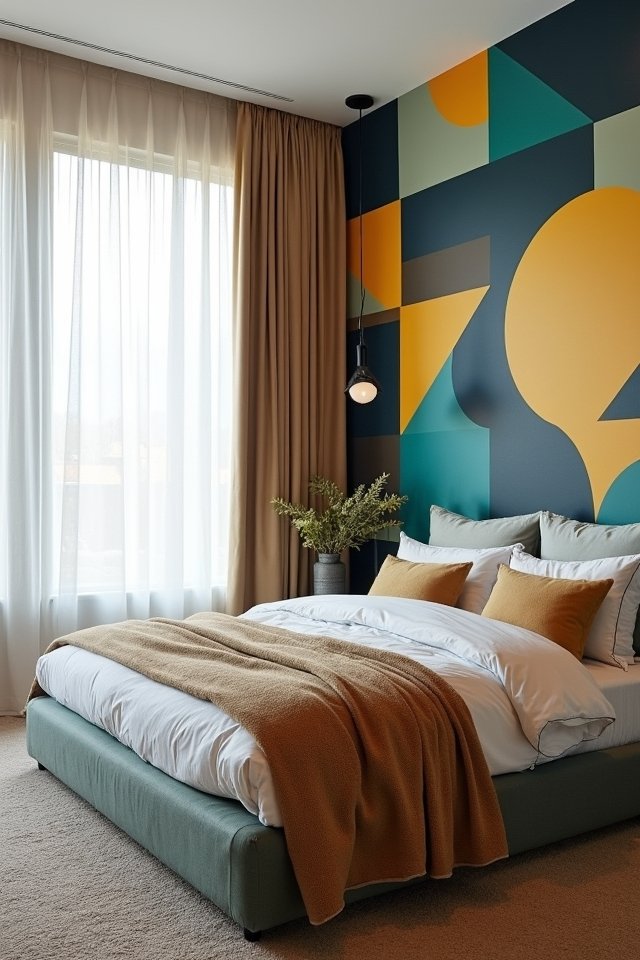 bold geometric bedroom transformation