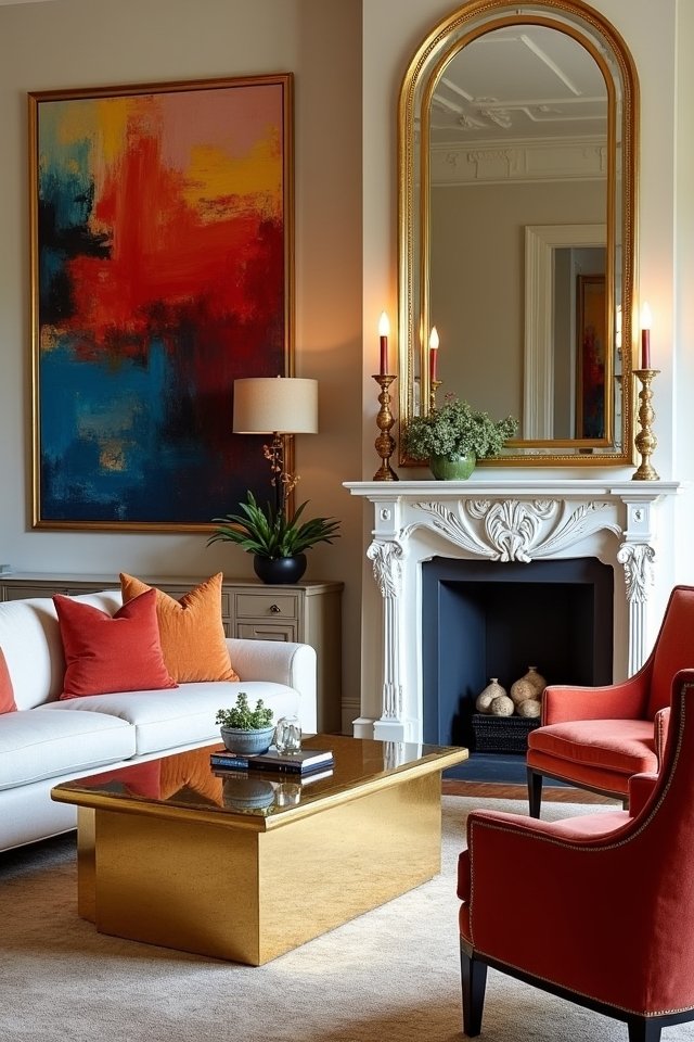 bold gold vibrant living room