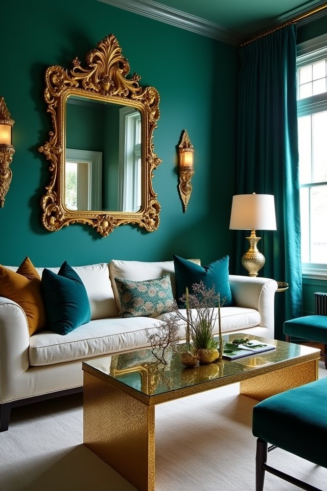 bold golden living room accents