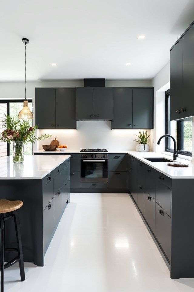 bold gray white kitchen contrast