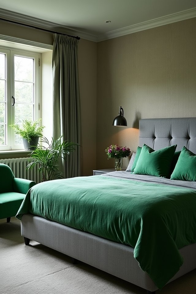 bold green bedroom accents