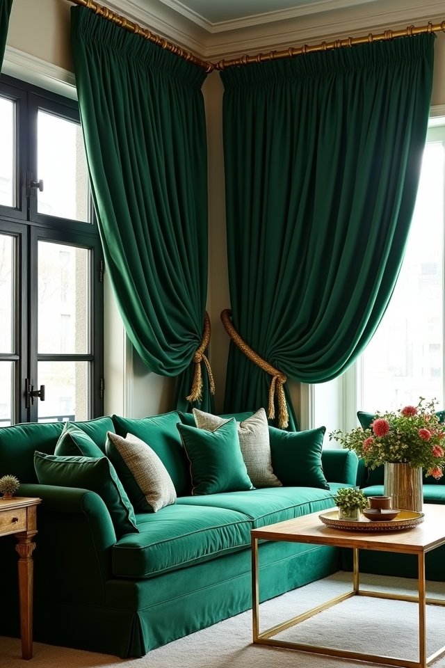 bold green curtains elegance