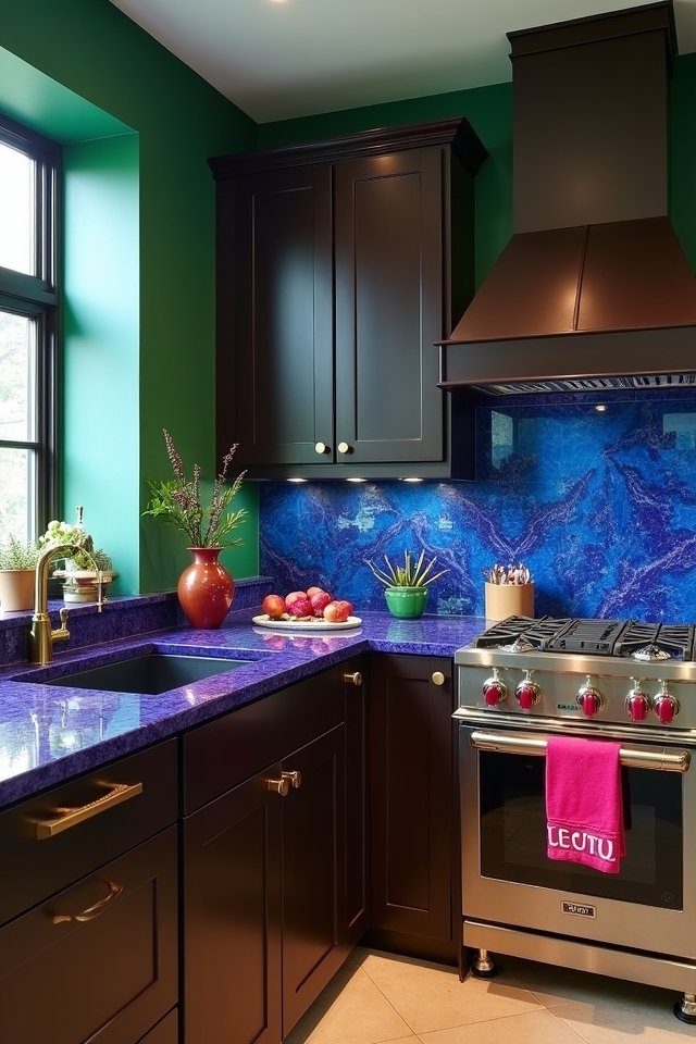 bold jewel tones kitchen