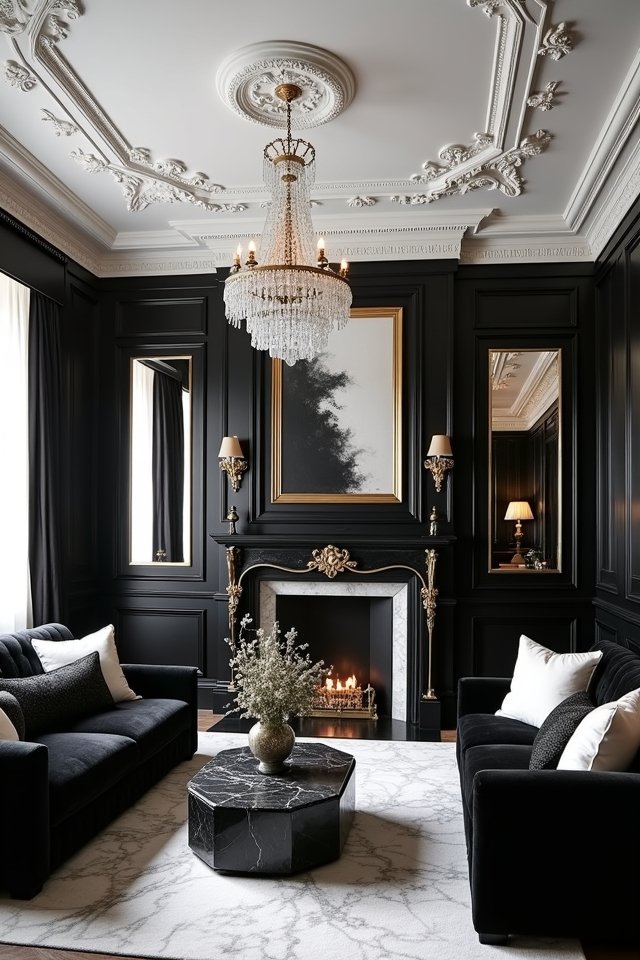 bold monochrome living room