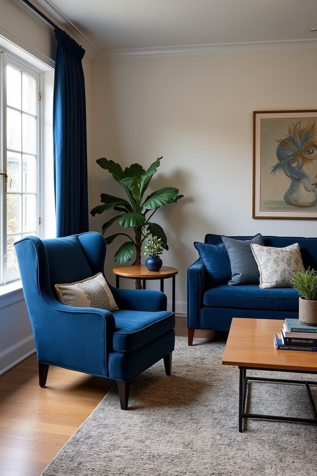 bold navy accent chairs