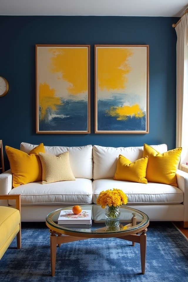 bold navy bright yellow