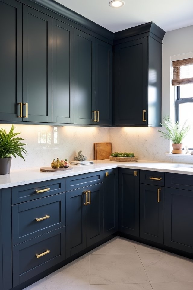 bold navy gray cabinetry
