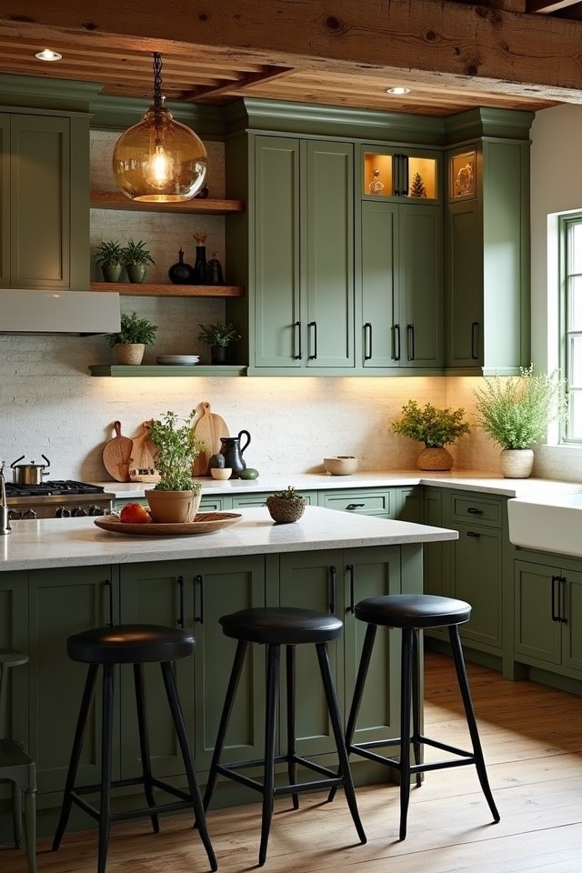 bold olive cabinets black hardware