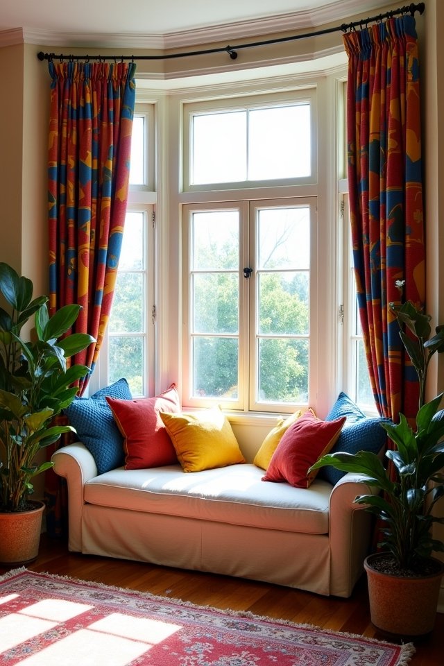 bold patterned bay windows