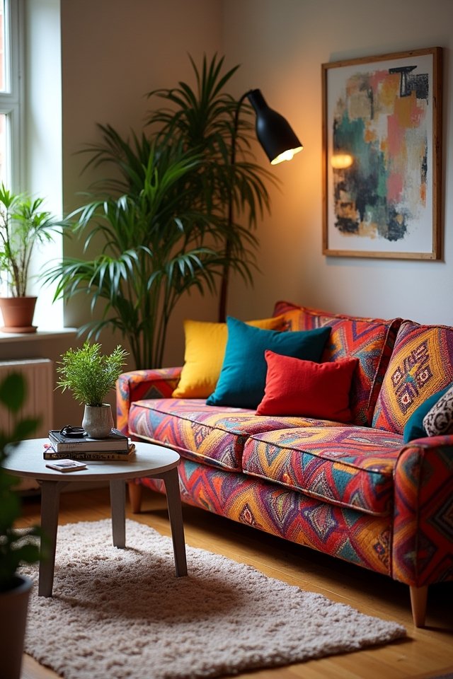 bold patterned corner sofa