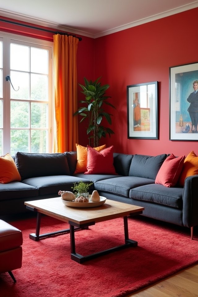bold red and charcoal elegance