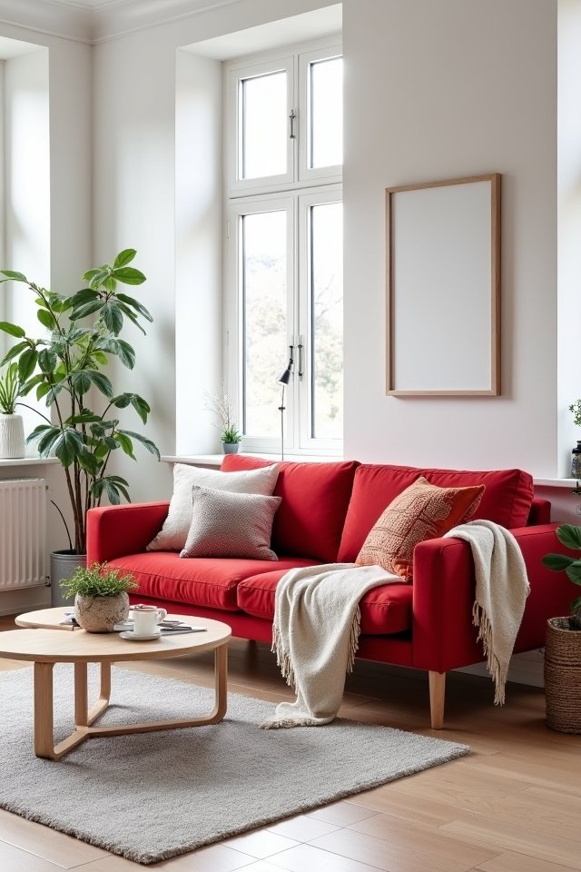 bold red couch simplicity