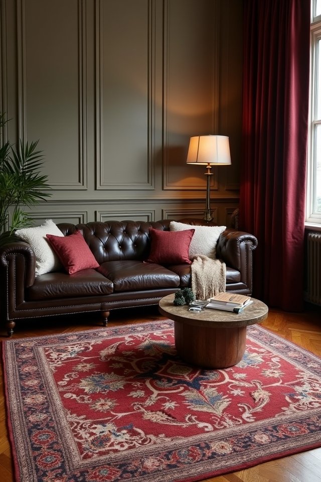 bold rug defines living space