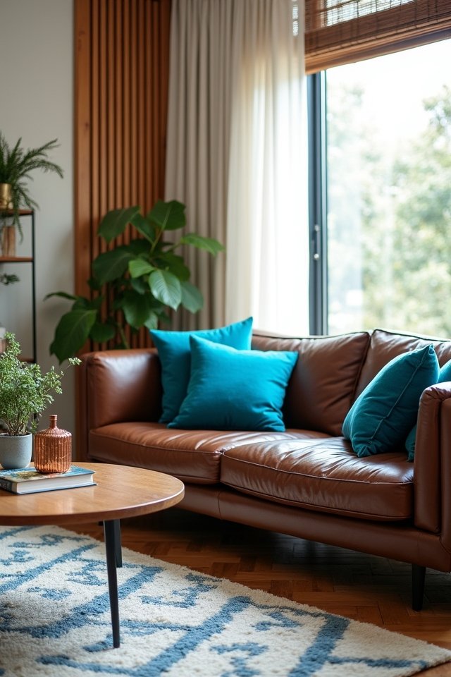 bold sofa vibrant pillows