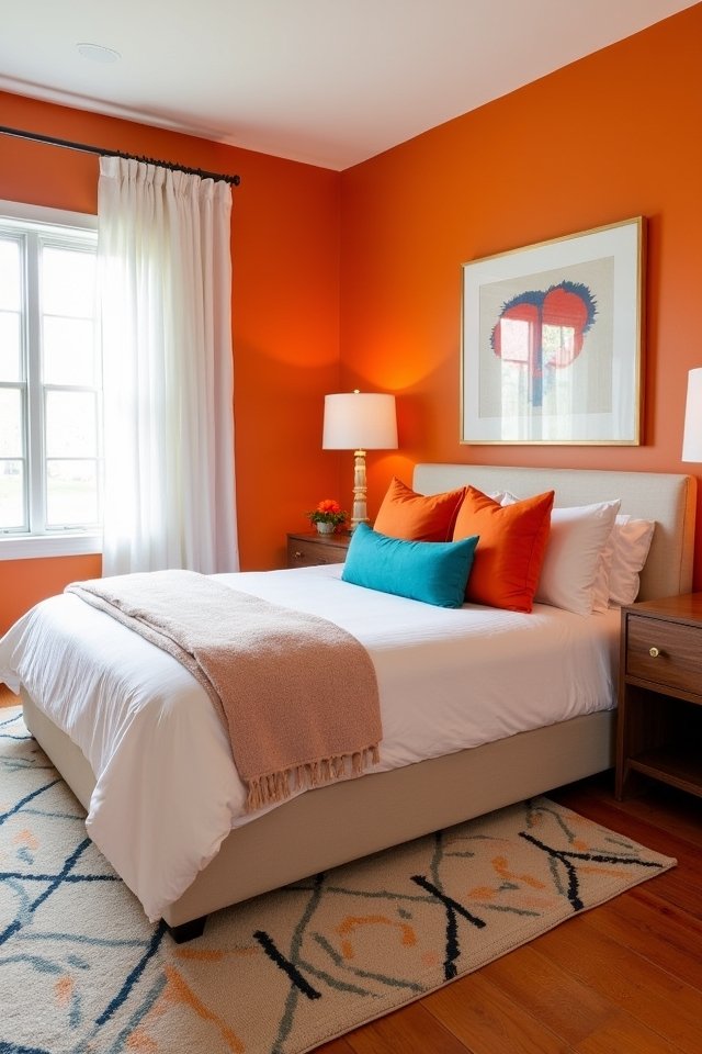 bold tangerine bedroom makeover