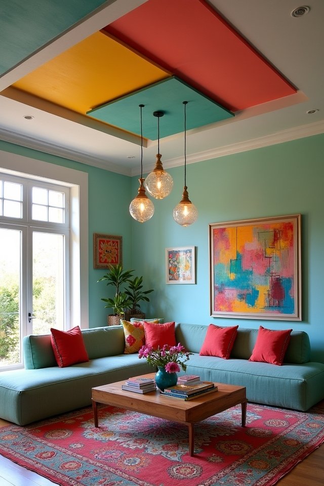 bold vibrant ceiling accents