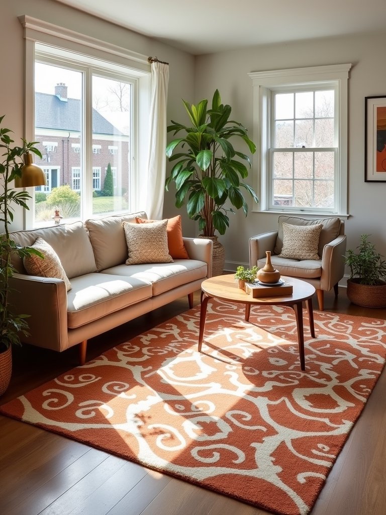 bold vibrant rug centerpiece