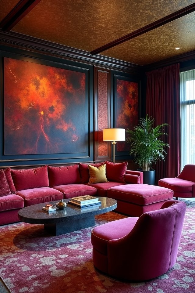 bold wallpaper living room makeover