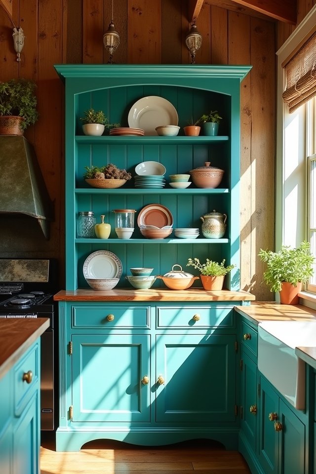 boldly colored kitchen focal point