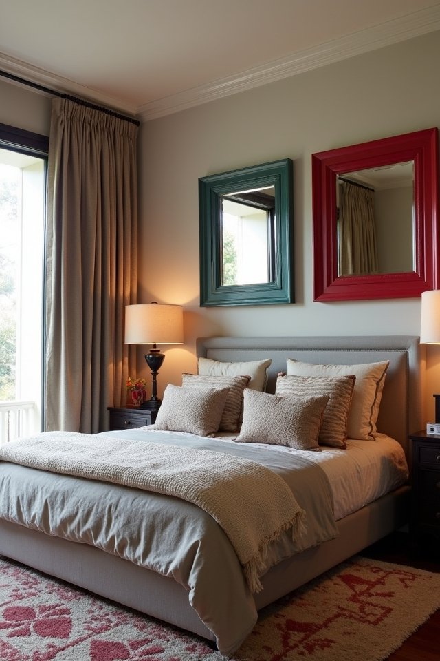 boldly framed colorful mirrors