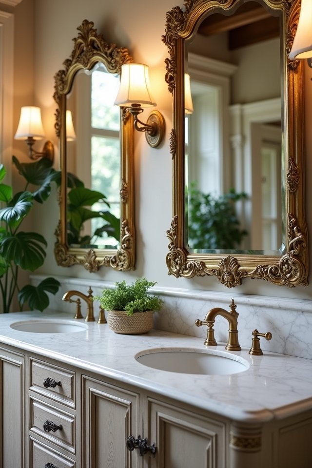 brass framed bathroom mirror elegance