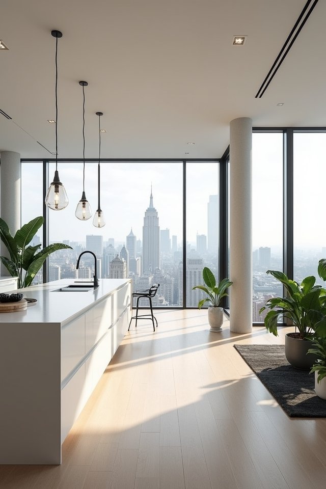 bright airy kitchen illumination