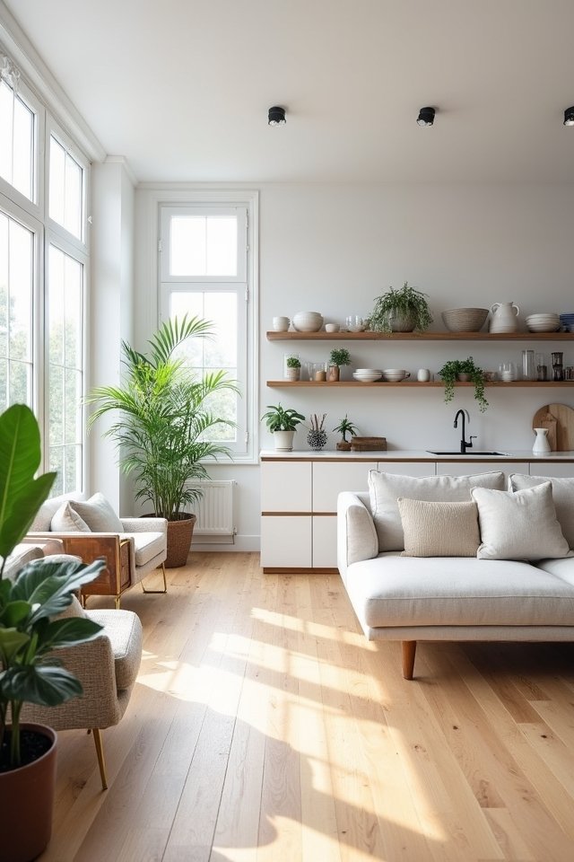 bright airy open shelving
