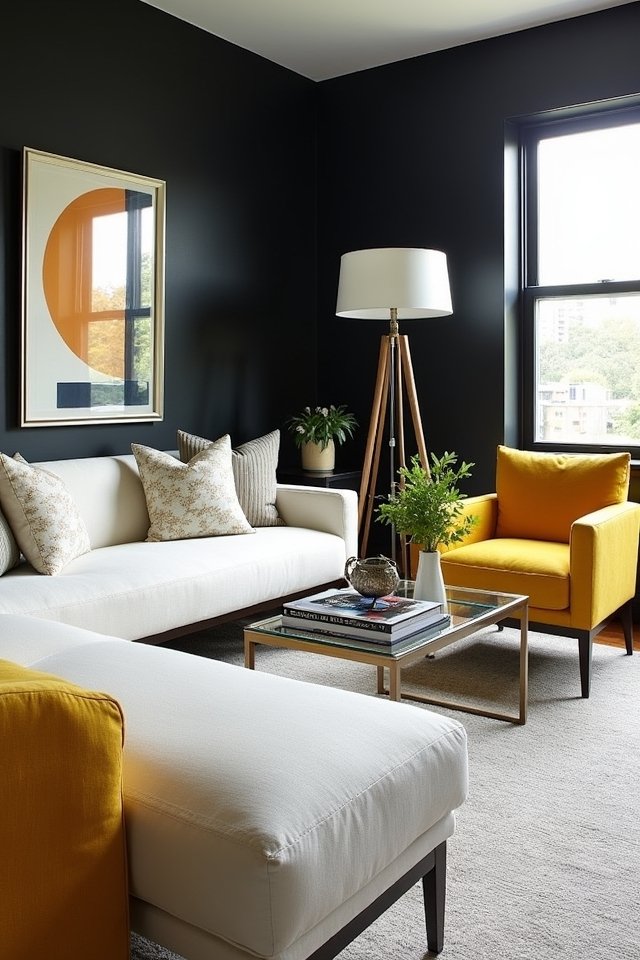 bright furniture contrasts darkness