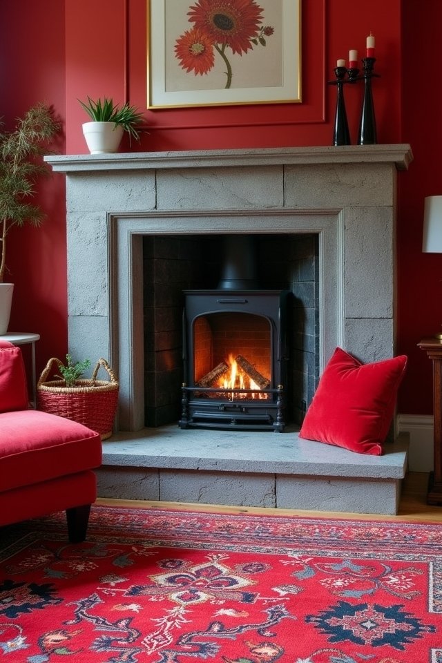 bright red rug contrast