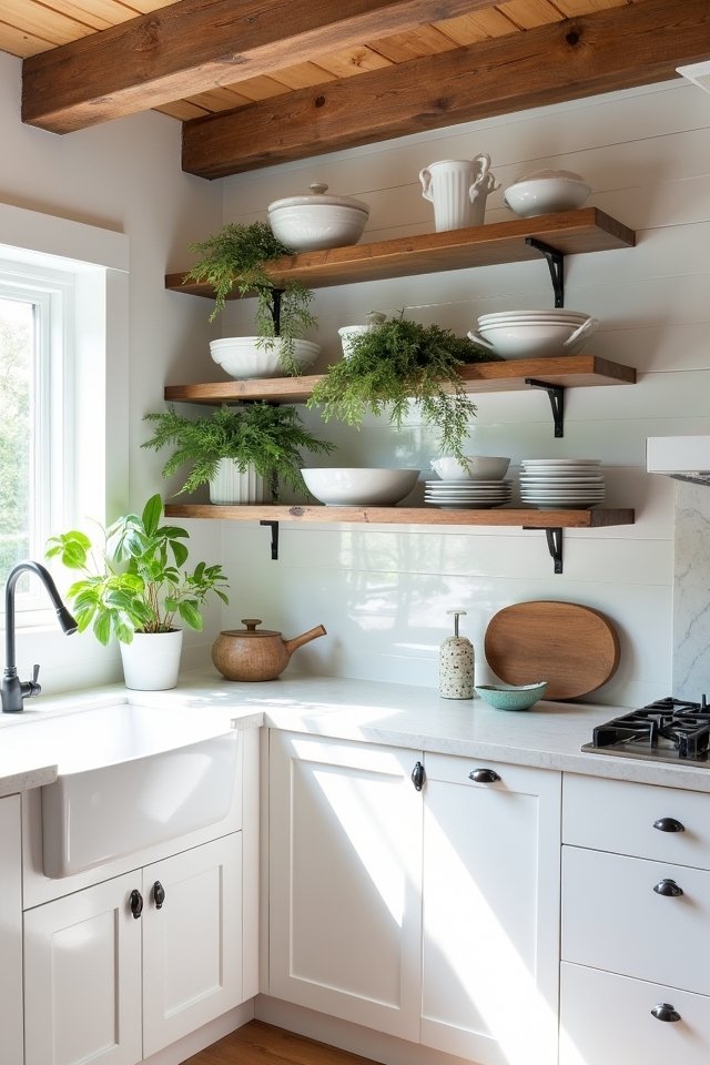 bright shelves rustic beams