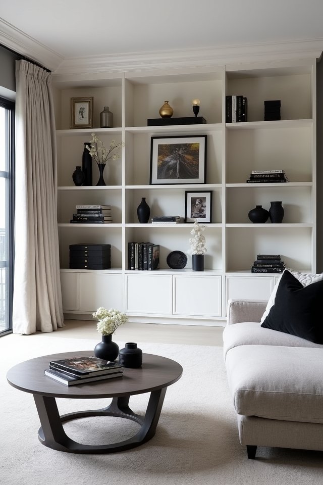 bright stylish white shelving