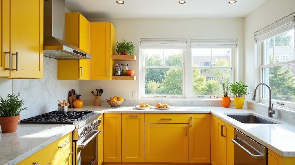 bright yellow kitchen cabinets